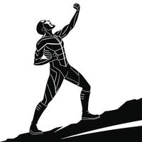 Man Silhouette Climbing Success Upwards vector