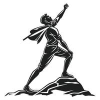 Man On Mountain Success Silhouette vector