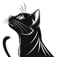 Minimalist Black Cat Looking Upwards vector