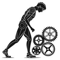 Mechanical Man Overwhelmed By Mechanical Gears vector