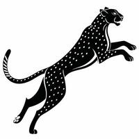 Leaping Leopard Black And White vector