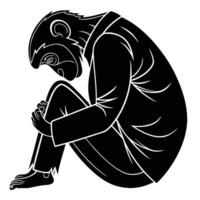 Man Curled Up Black And White vector