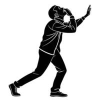 Man Calling Out In Black Silhouette vector