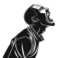 Man Screaming Out Loud Black vector