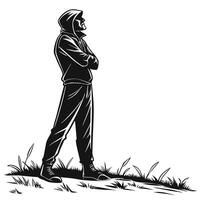 Man In Hoodie Standing Illustration vector