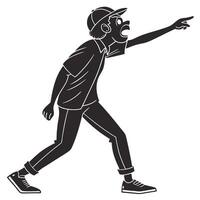 Man Points Angrily Black And White vector