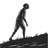 Man Walking Uphill Black And White vector