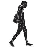 Man Walking Silhouette With Backpack vector