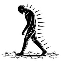 Man Walking With Burden Monochrome Illustration vector