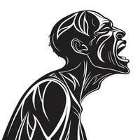 Man Screaming Emotional Art Black And White vector