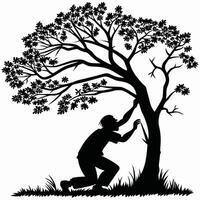 Man With Tree Silhouette Graphic vector