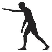 Man Silhouette Pointing Isolated On White vector
