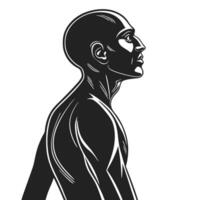Monochrome Profile Of A Bald Man vector