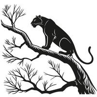 Panther On Tree Branch Silhouette vector