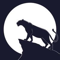 Panther Silhouette With Full Moon vector