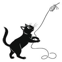 Playful Cat With String Toy Illustration vector