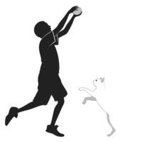 Playing Ball With Cat Silhouette Image vector