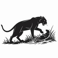 Panther With Cub Silhouette Illustration vector