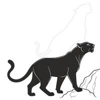 Panther Illustration With Echo Outline Design vector