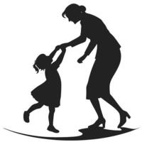 Mother And Daughter Dancing Silhouette vector