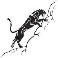 Panther Climbing On A Rocky Cliff vector