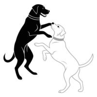 Playful Dogs Black And White Graphic vector