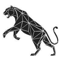 Polygonal Panther Prowling Geometric Black And White vector