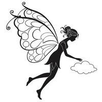Silhouette Fairy Touching A Cloud vector