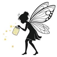 Silhouette Fairy Releasing Glowing Stardust vector