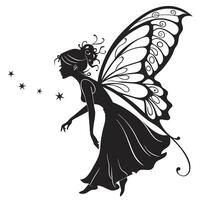 Silhouette Fairy Spreading Stars Magic vector