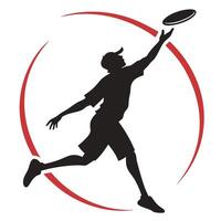 Silhouette Athlete Catching Flying Disc vector