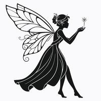 Silhouette Of A Fairy Holding A Star vector