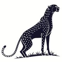 Silhouette Of A Cheetah In Grass vector