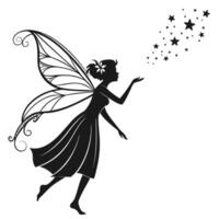 Silhouette Of A Fairy With Stars vector