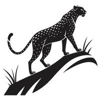 Silhouette Of A Leopard On Branch vector