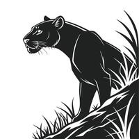 Silhouette Of A Panther In The Grass vector