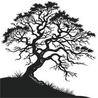 Silhouette Of A Tree With Grass vector