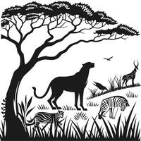 Silhouette Of African Wildlife In Nature vector