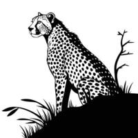 Silhouette Of A Seated Cheetah vector