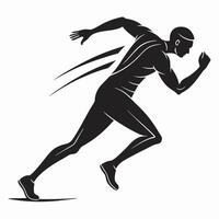 Silhouette Of Athlete Running Sprinting Fast vector
