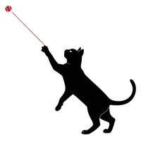 Silhouette Of Cat Playing With Red Dot vector