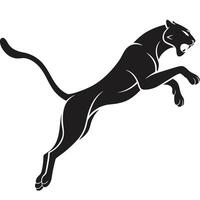 Silhouette Of A Jumping Roaring Panther vector