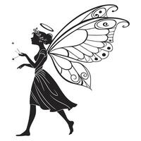 Silhouette Of A Fairy With Wings vector