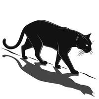 Stylized Black Panther Walking With Shadow vector