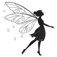 Silhouette Of Fairy With Rain Wings vector