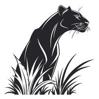 Silhouette Of Panther In The Grass vector