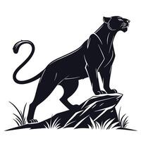 Silhouette Of Panther On A Rock vector