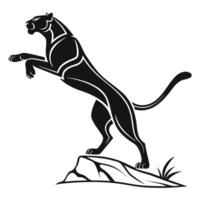 Stylized Black Panther On A Rock vector
