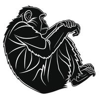 Stylized Chimpanzee Isolated Monochrome Artwork vector