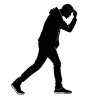 Silhouette Of Man Walking With Hand vector